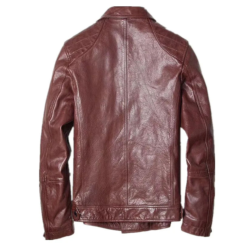 Abou Anbow Frayed Cowhide Natural Leather Jacket Autumn Moto & Biker Hand Rubbing Short Model Outerwear Coat | Мужская одежда