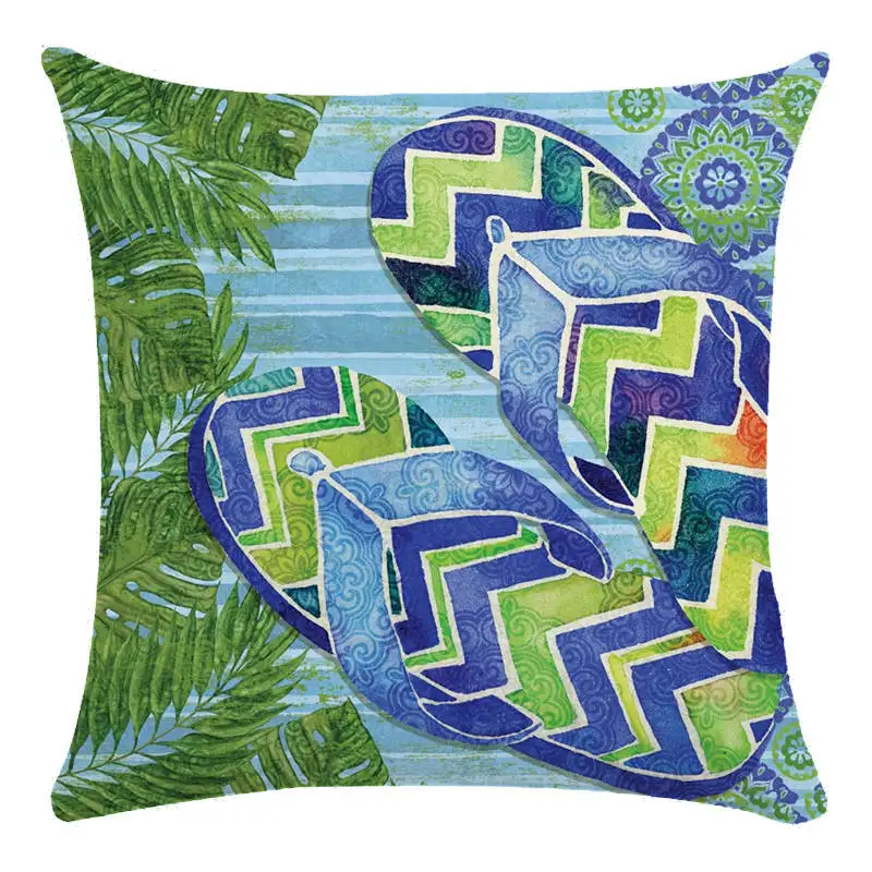 Модный Пляж морские волны Вьетнамки тапочки Мешковина наволочки солнечный свет