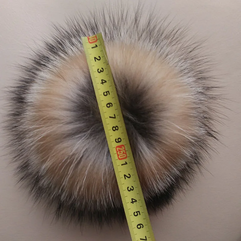 12-15 см натуральный Hairball Hat Pom ручная работа DIY действительно Лисий большой шарик для волос аксессуары для шапок помпон с пряжкой
