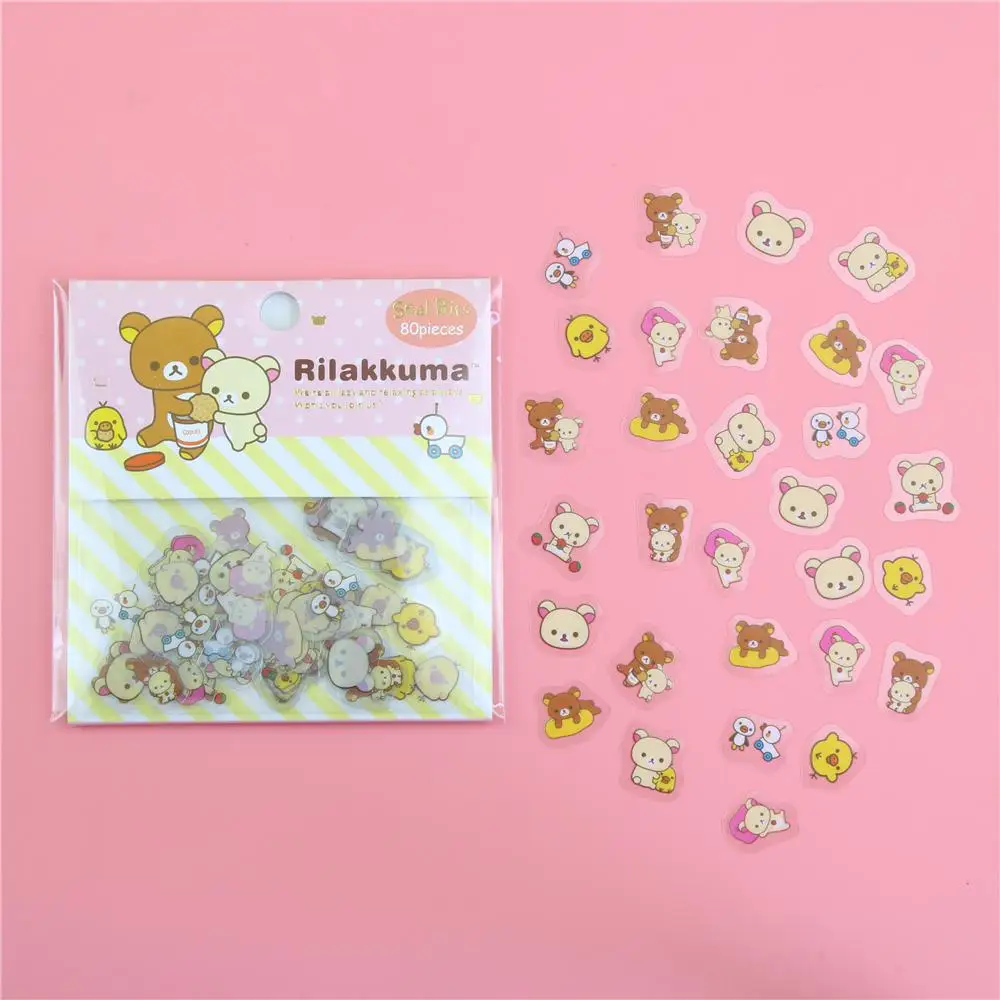 80 шт./упак. угловой легко Kawaii наклейка с медведем пакет Стикеры детская Канцелярский набор "сделай сам" декоративные Стикеры s Тетрадь - Цвет: E