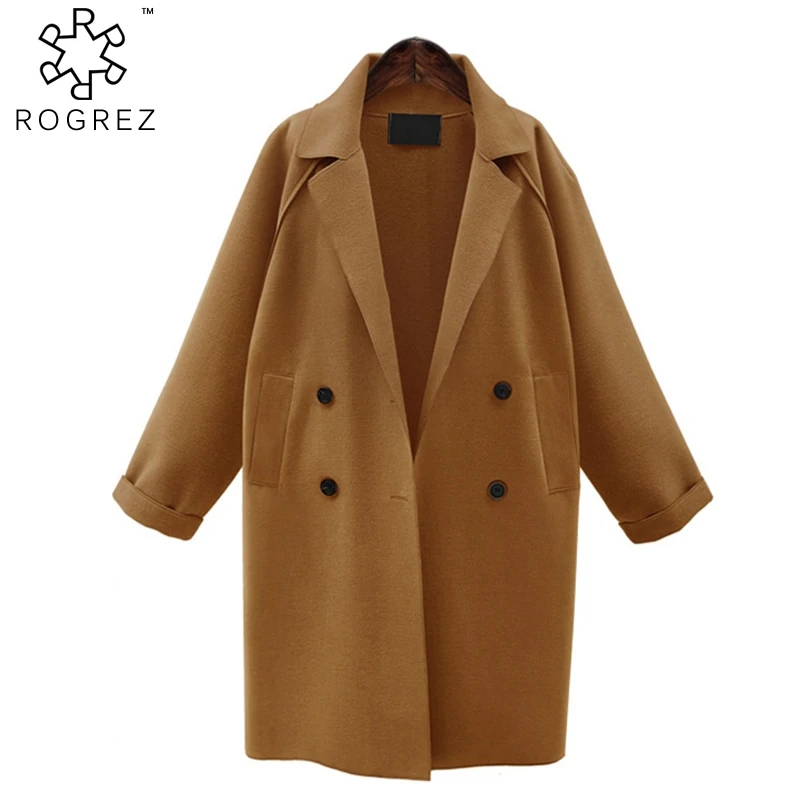 ROGREZ черный коричневый хаки высокое уличное свободное отложной воротник женские