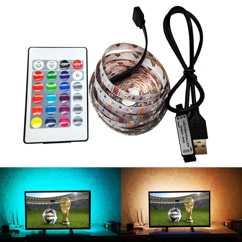 5 В/6 В постоянного тока Светодиодная лента USB RGB 3528 SMD для ТВ/ПК фоновое освещение