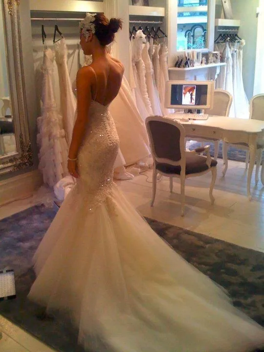 Vestido De Noiva Русалка Свадебные платья v-образным вырезом без рукавов спинки развертки Поезд Кружева и аппликация цвета слоновой кости свадебные платья платье
