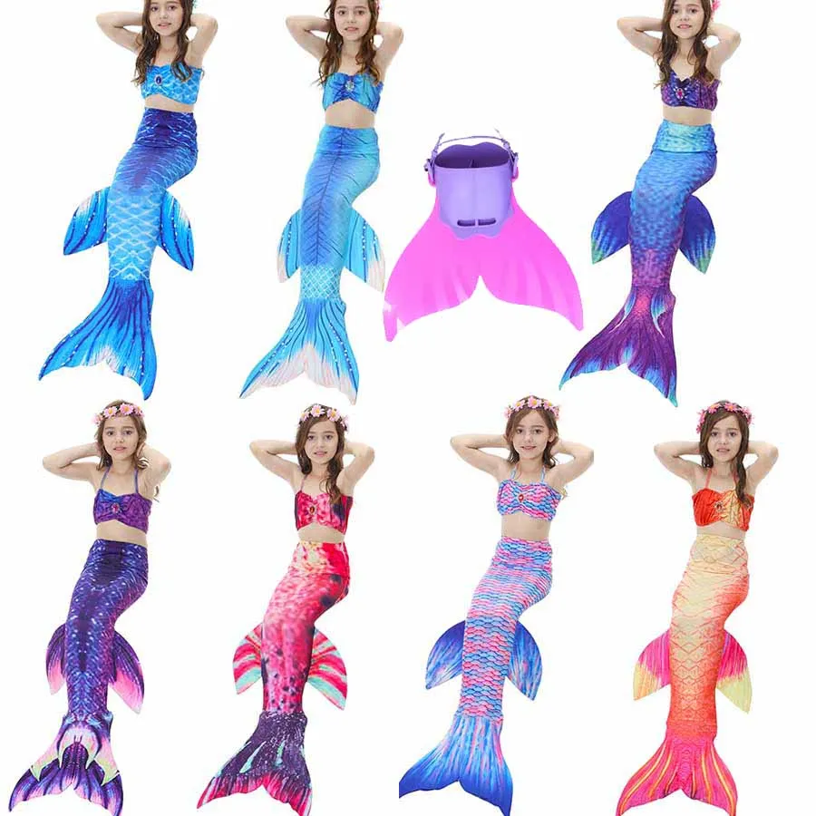 4 шт./компл. детские плавательные Русалка Моноласты хвосты для купания купальник