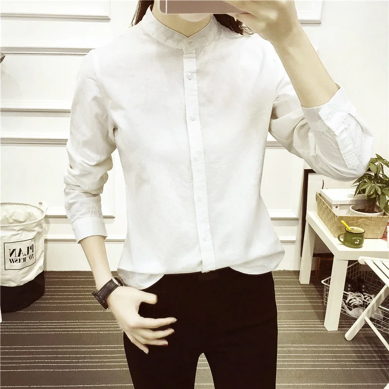 Рубашка женская с длинным рукавом белая синяя | Женская одежда