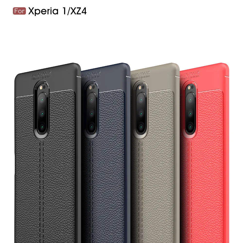 

Carbon Fiber PU Leather Skin Case For Sony Xperia 1 / Sony Xperia 10 Cover For Sony 10 Plus Case Soft Coque Fundas Etui