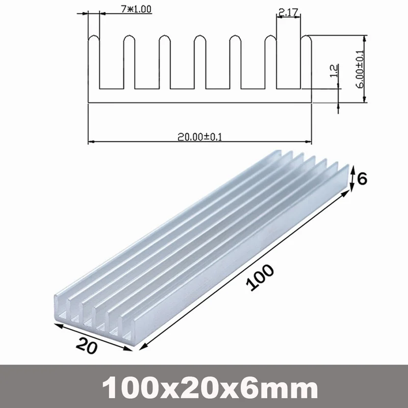 100x20x6mm Silver 2 шт. Gdstime кулер аксессуары 40 мм радиатор 40x40x20 мм IC Радиатор алюминиевое охлаждающее ребро вентилятор 28 мм 40 мм 100 мм 150 мм радиаторы - Цвет лезвия: 100x20x6mm Silver