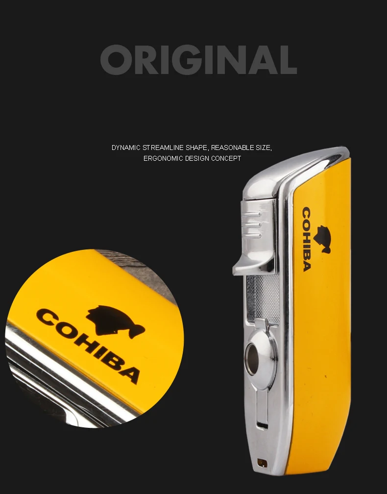 COHIBA змея рот форма металла ветрозащитный 3 фонарь струи пламени прикуривателя w/Встроенный сигары удар w/Подарочная коробка