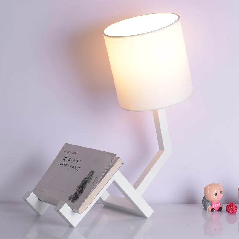 Современный простой тканевый абажур железная настольная лампа прикроватная