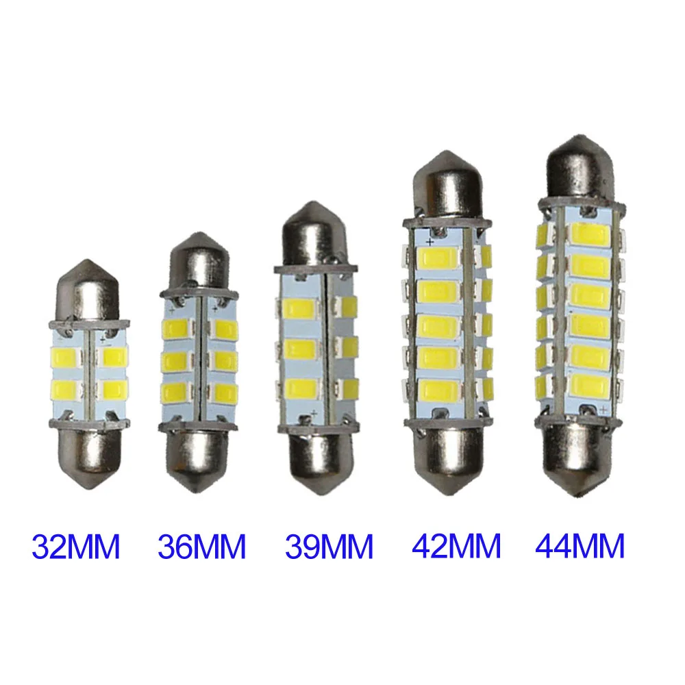 2шт Автомобильный светодиодный фестон 32 мм 36 39 42 44 8 12 20 24SMD Белый купол внутренний