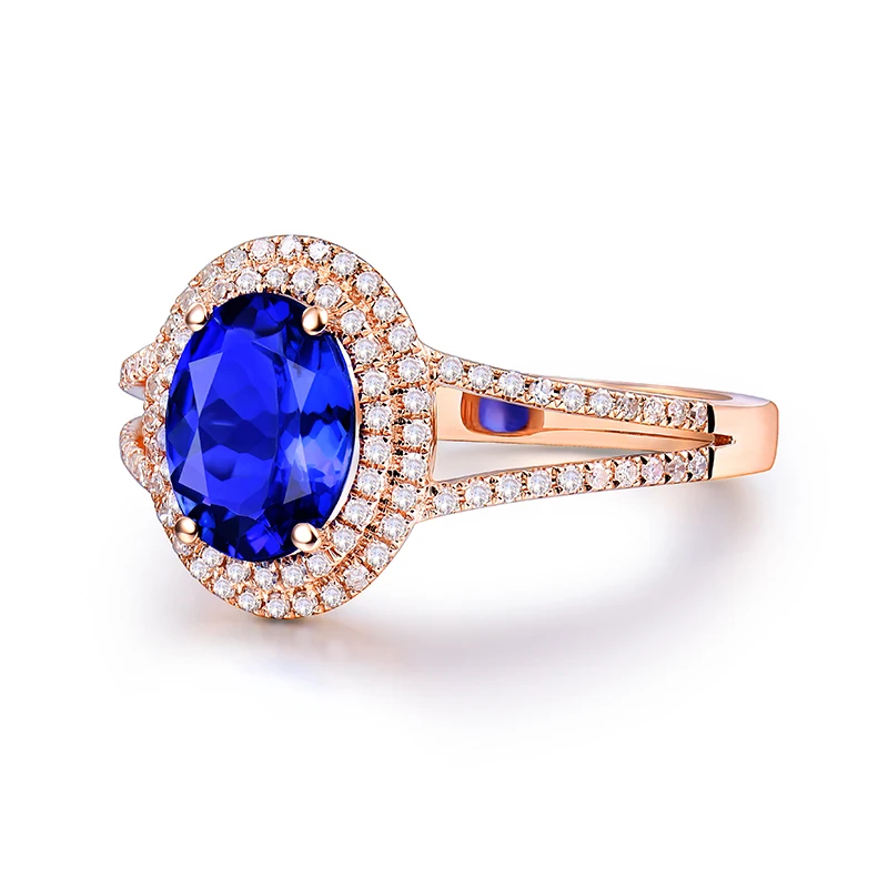 Женское кольцо LOVERJEWELRY из натурального танзанита очаровательное розового золота