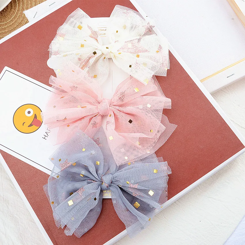 Розничная продажа 1 шт. модные милые марлевые заколки для волос с бантиком