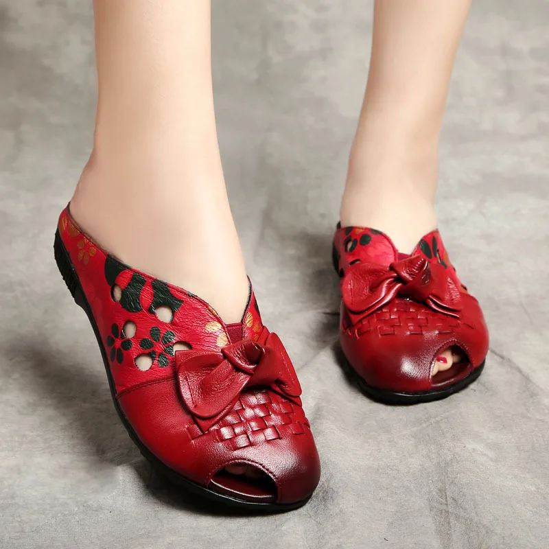 

A new style of Xia and ancient folk flat-bottomed semi-slippers with open-toed soft soles