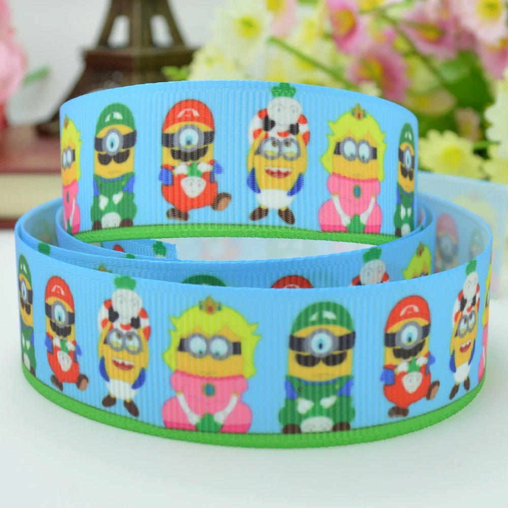DUWES 7/8 &quot22 мм 2 5 10 20 50 ярдов Миньоны мультфильм напечатанный grosgrain лента бант для