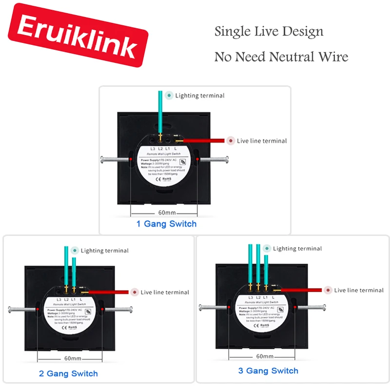 Eruiklink Fernbedienung Touch Schalter AC110-22OV стандарт ЕС 86*86 мм Kristall Glas панель сенсорная палочка Licht