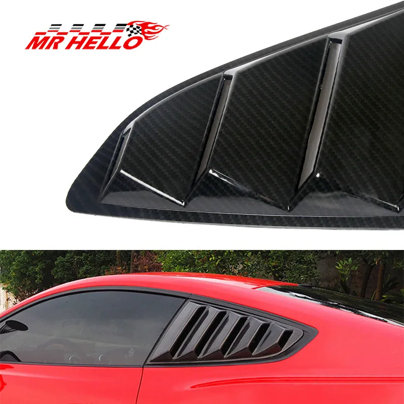 

Sand pulverizado o especular o fibra de carbono ventana lateral cuarto Scoop rejilla cubierta para for Ford Mustang 2015-17 GT
