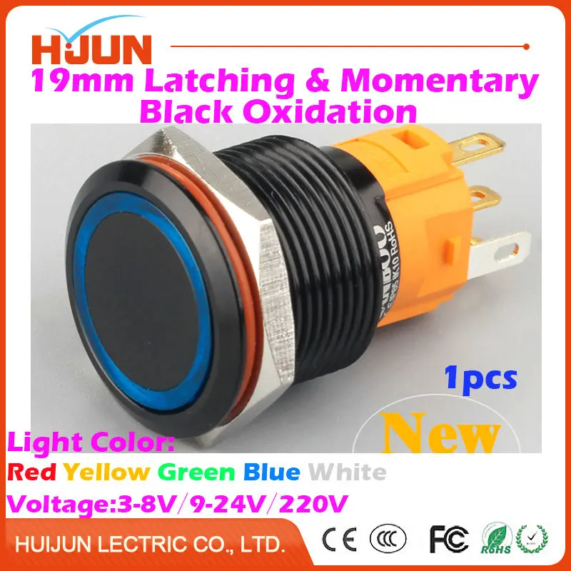 1 шт. 19 мм водонепроницаемый выключатель без фиксации из нержавеющей стали