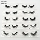 Оптовая продажа, Бесплатная доставка DHL, 100 пар, прозрачные ресницы ручной работы, норковые ресницы, невидимые ресницы для макияжа