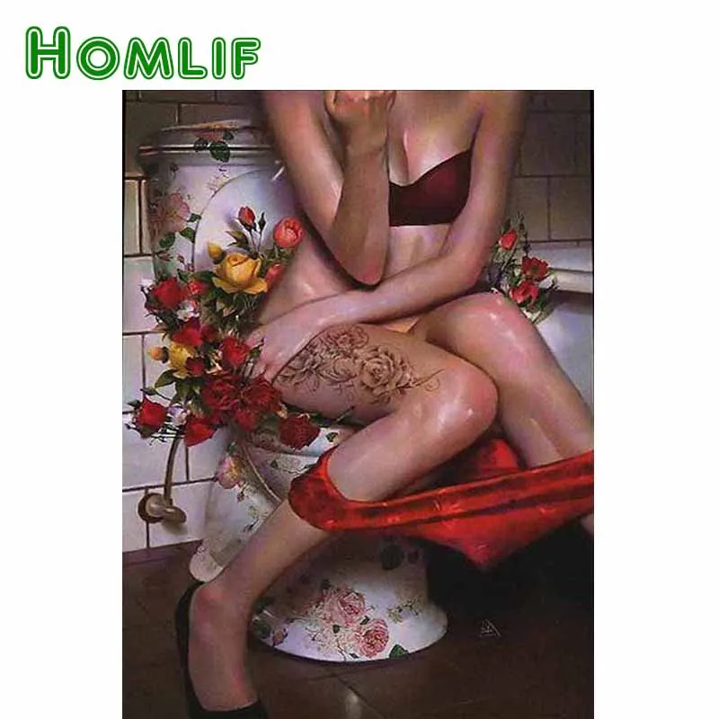 HOMLIF ванная комната квадратная/круглый алмазов картина Сексуальная красивая