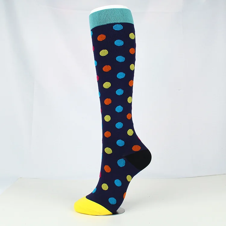black dot Brotock медицинские компрессионные чулки давление спортивные носки хлопок волнистые точки толстый состав спортивные дышащие эластичные носки - Цвет: black dot