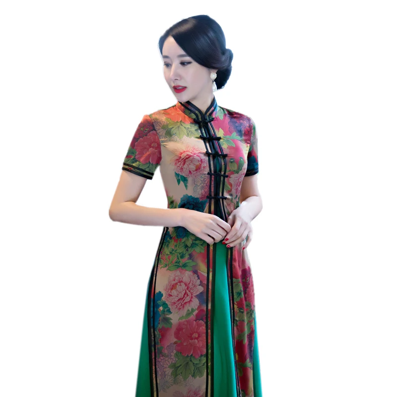 2017 New Arrival Viet Nam Style Twinset Ladies' Chinese Long Cheong-sam Vietnam Ao Dai Dresses Club Dress M L XL XXL XXXL 0422 | Женская