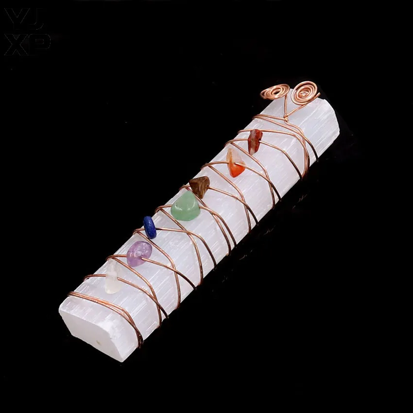 Палочки из натурального необработанного селенита в проволочной обмотке