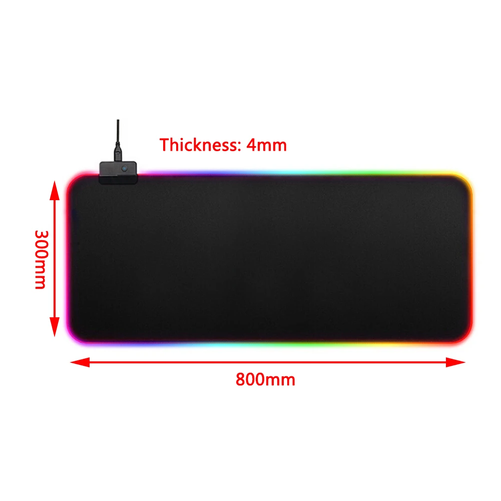 Светящийся игровой коврик для мыши RGB негабаритный светящийся светодиодный с расширенной подсветкой для ПК компьютера ноутбука