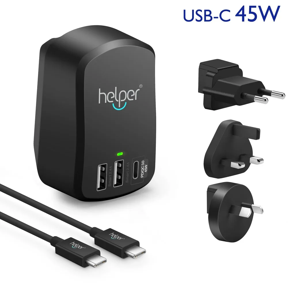 USB C зарядное устройство для путешествий PD 20V 2.25A 45 Вт type c и двойной usb порт 5 В/2.4A в