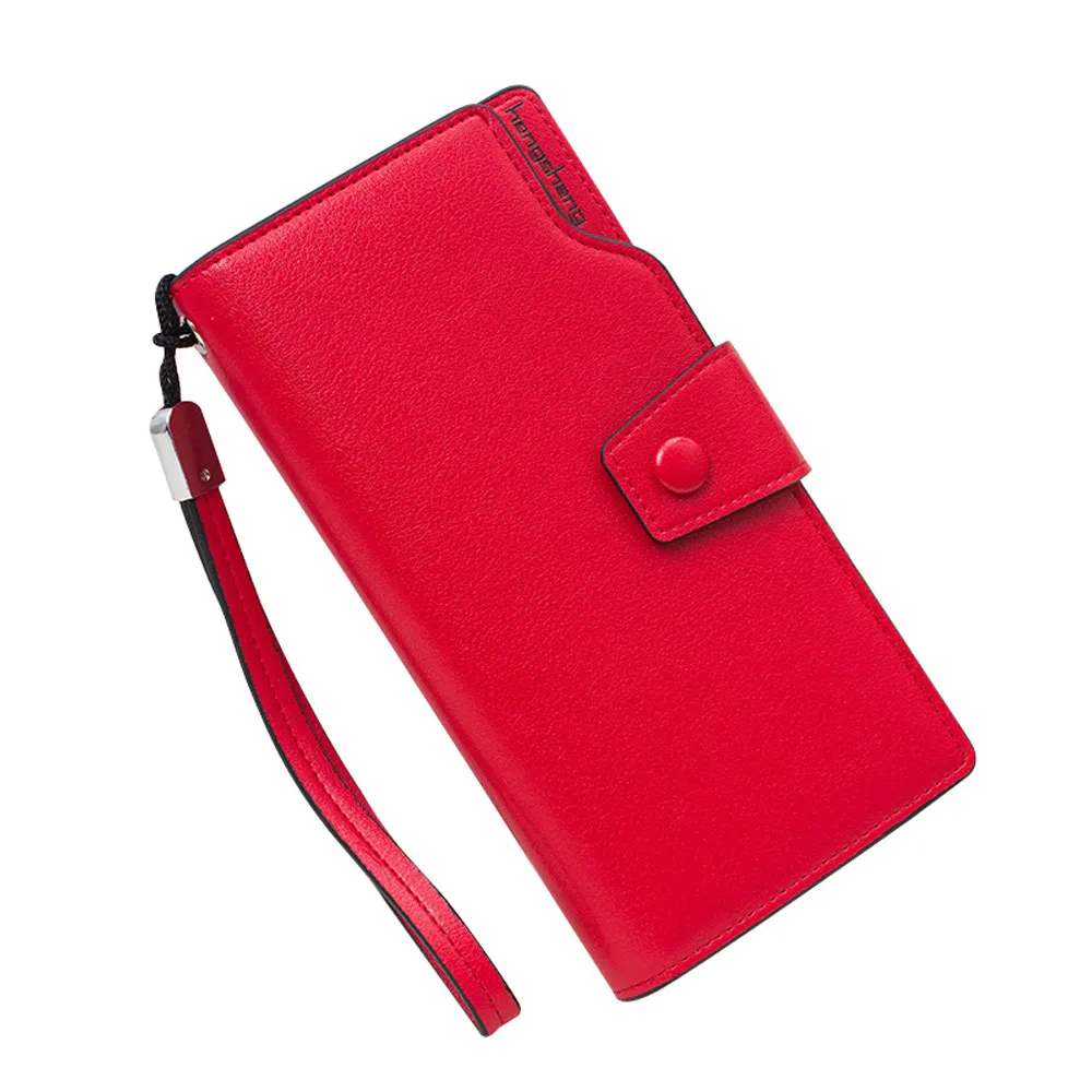 Red MOLAVE кошельки и держатели, длинный женский кошелек, новинка, женский модный однотонный кошелек на застежке с несколькими отделениями для карт, держатель для фото, 9404 - Цвет: Red