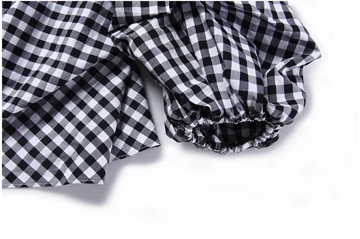 М &amp B высокое качество мода британский винтаж плед с плеча рюшами туника