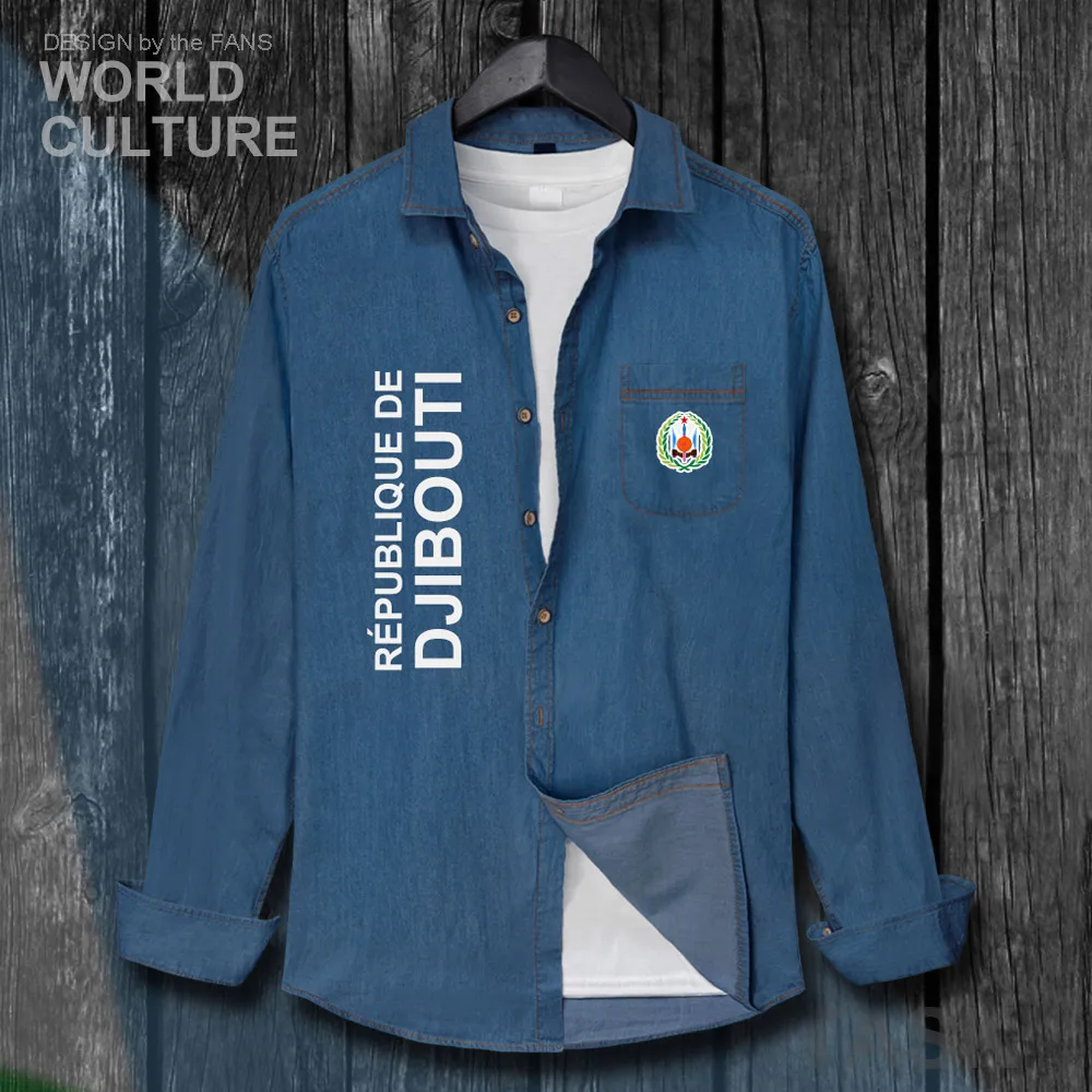 Джинсовая рубашка с отложным воротником и длинным рукавом из хлопка