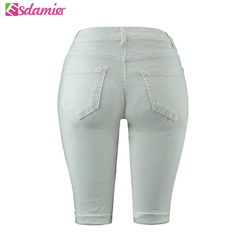 Новое поступление летние белые шорты женские с высокой талией рваные короткие