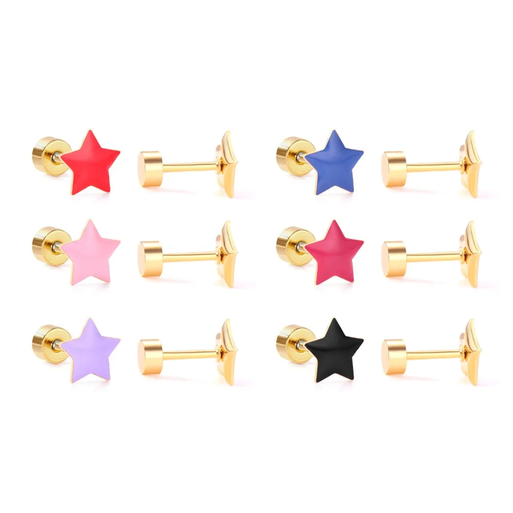 LUXUKISSKIDS 12 парт/Лот оптовая продажа красочные серьги из камня новые с винтами