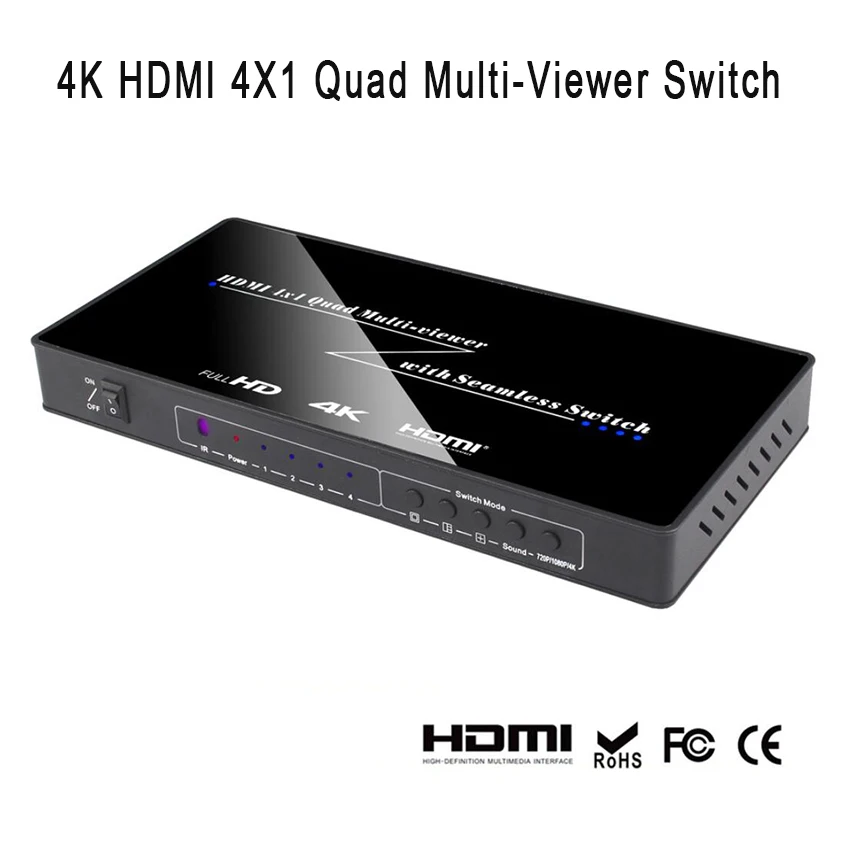 4K HDMI 4X1 четырехъядерный многоцелевый переключатель с дистанционным управлением