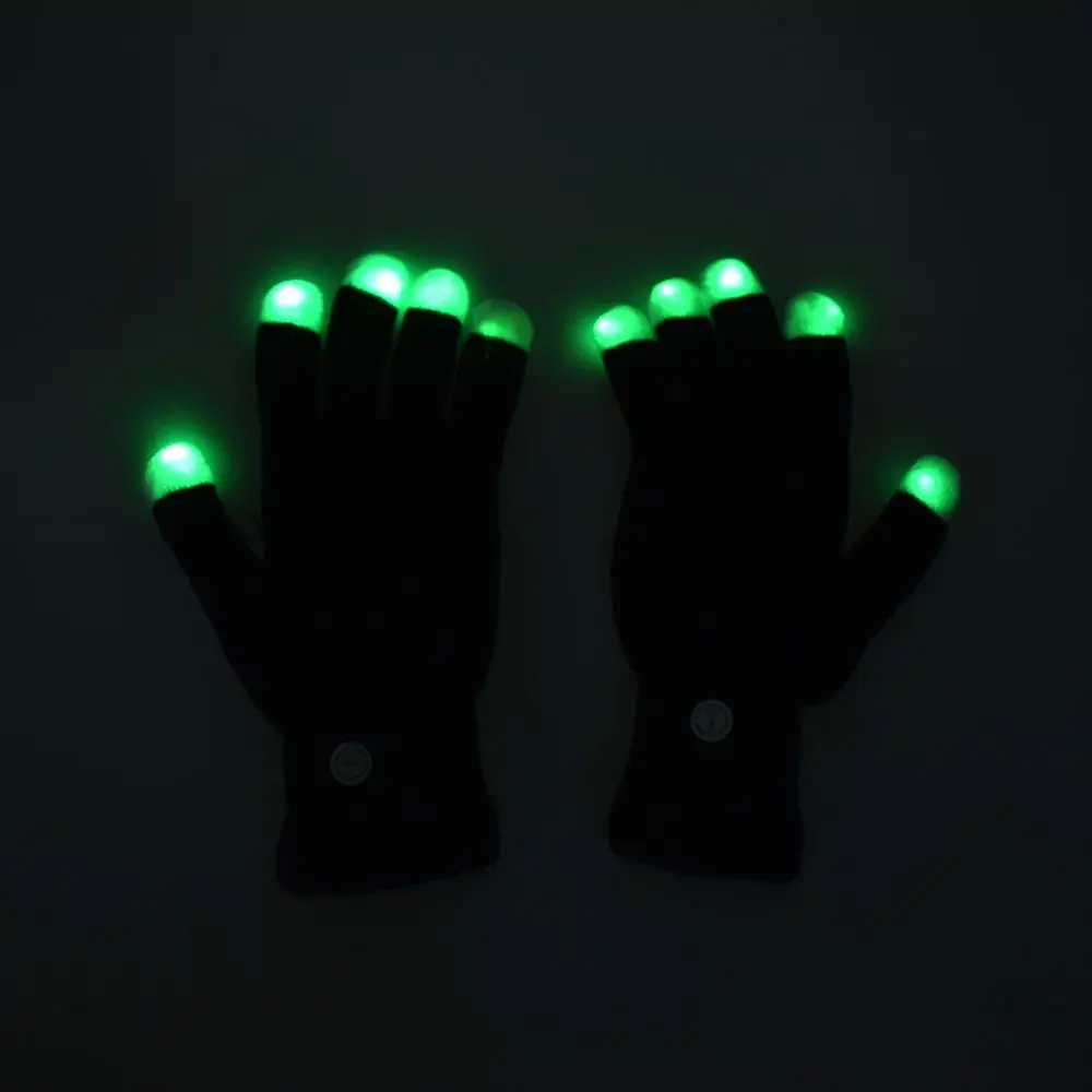 

New Flashing Gloves Glow 7 Mode LED Rave Light Finger Lighting Mitt Black Unisex 1 Pair Fashion