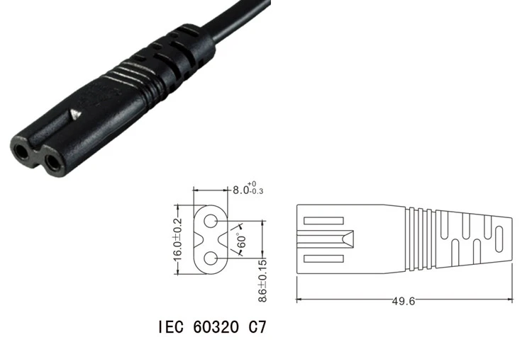 NEMA 1 15P IEC320 C7 портативный шнур питания ПК короткий кабель 20 см|Компьютерные кабели