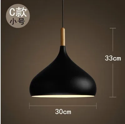 C medium black Современный светодиодный подвесной светильник, черный, белый, металлический, алюминиевый, деревянный подвесной светильник, скандинавский абажур, подвесной светильник для бара, кафе, кухни - Цвет корпуса: C medium black