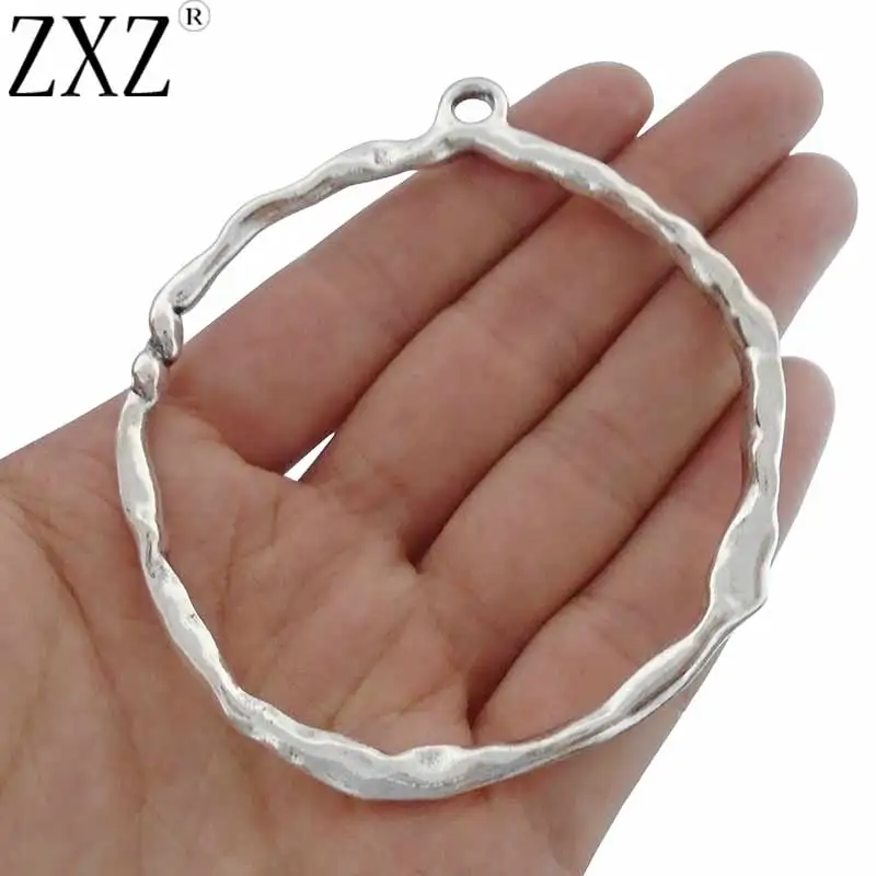 ZXZ 2 шт античные серебряные большие круглые подвески для изготовления ювелирных изделий 82x71 мм