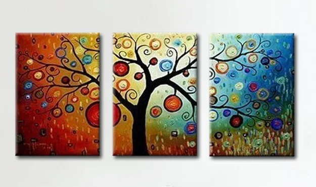 

Hand-painted Abstract Oil Painting with Stretched Frame - Set of 3 Floral Oil Painting Wall Art-Modern Canvas Art Wall Pictures