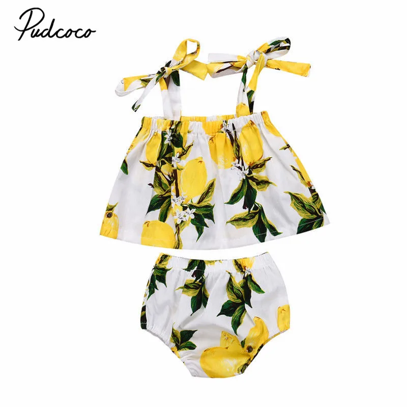 2018 Summer Newborn Baby Girl Clothes Floral Tank Top T-shirt+Shorts Briefs 2PCS Outfits Bebek Giyim Toddler Kids Clothing Set | Детская