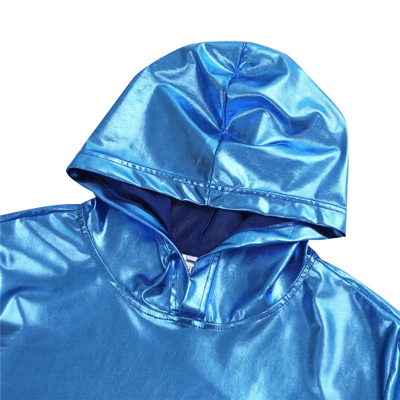 Мужская блестящая металлическая Клубная одежда из лакированной кожи с длинными