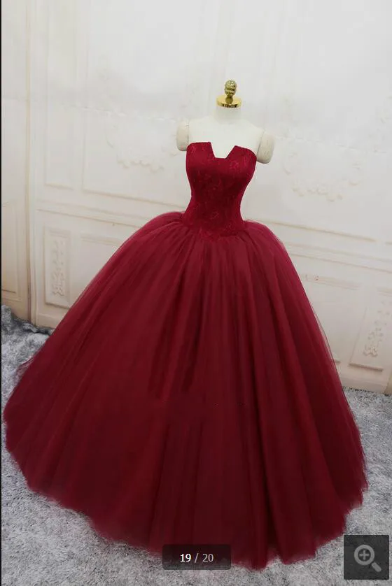 2017 Настоящее Изображение бордовое бальное платье кружевное свадебное без