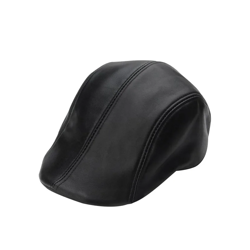 

2017 Leather Visors Hats Men Women Driving Cowhide Hat Planas Flat Cap Black Beret Golf Hat Unisex Cap New Year Gift B-7233