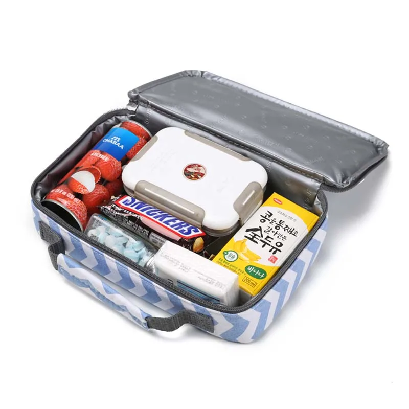 2.5L stylish printing canvas lunch bag portable small cooler ice pack thermal picnic box meal drink fruit insulated cool | Багаж и сумки