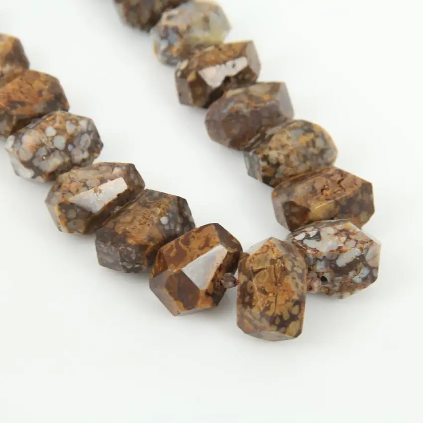 Крупные граненые бусины-самородки с коричневым опалом фурнитура для подвесок