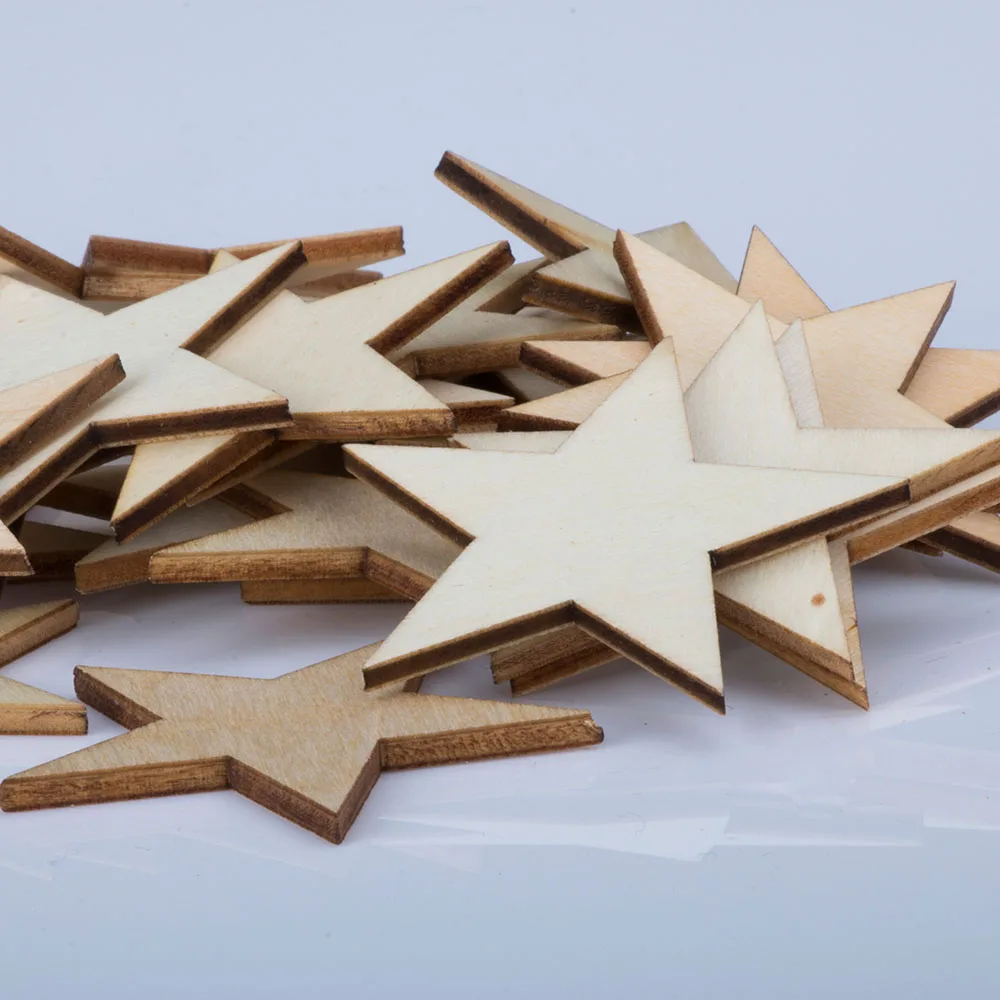Wooden Stars Shapes Blank Embellishments Craft DIY Scrapbooking Decor For Home Wedding Party Supplies | Дом и сад