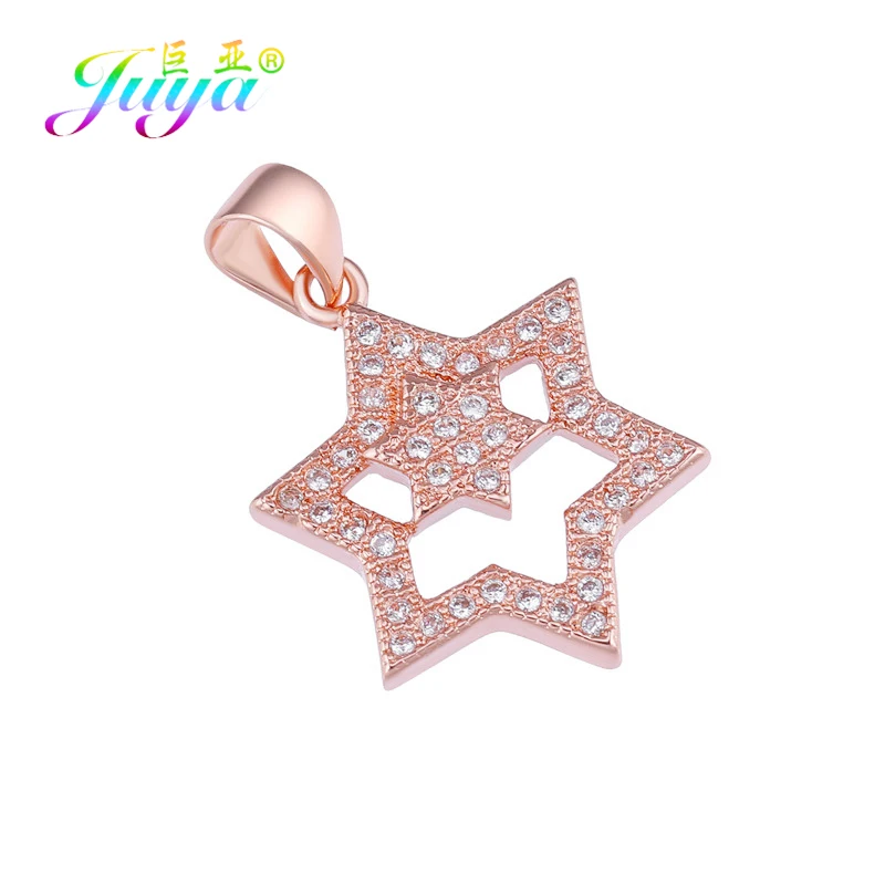 Rose Gold Juya, сделай сам, для женщин и детей, изготовление ювелирных изделий, микро проложенный кубический цирконий, Микки, Минни, звезда, женский шарм, пудель, принадлежности для подвесок - Окраска металла: Rose Gold