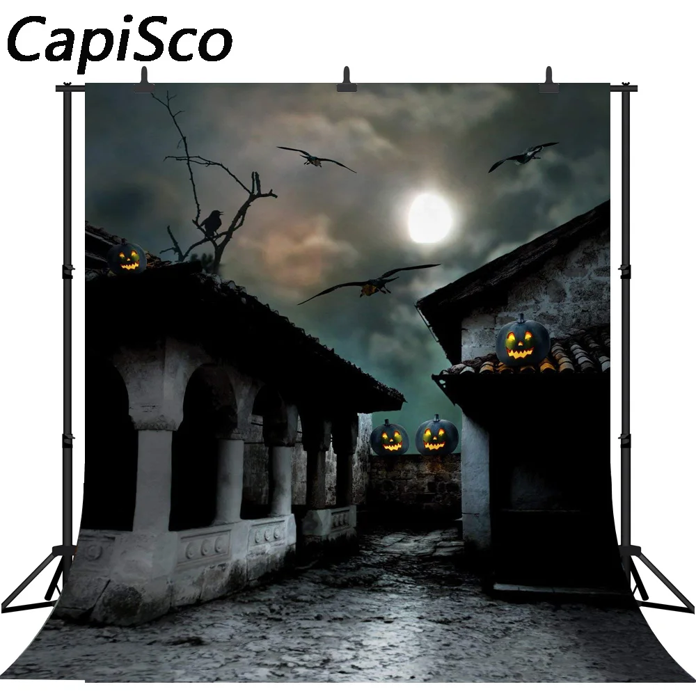 Capisco photography backdrop halloween horror house pumpkin night crow background photobooth photocall customize decoration | Электроника