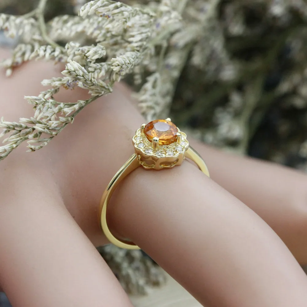 LASAMERO круглый вырез 0.65ct Природный бриллиантовый боковой камень Halo 18k розовое