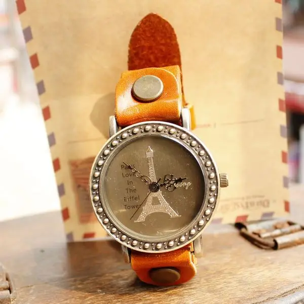 French Paris fashion golden face eiffel watches women leather band wholesale dropship hot sale|dropship free|leather necklaces for boysdropshipping